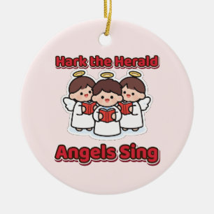 Hark the Herald Angels Sing Cute Christmas Angels Ceramic Tree Decoration
