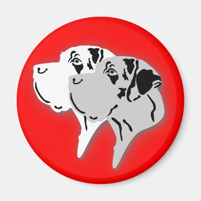 Harlekin and Merle Dane Heads Magnet (Front)
