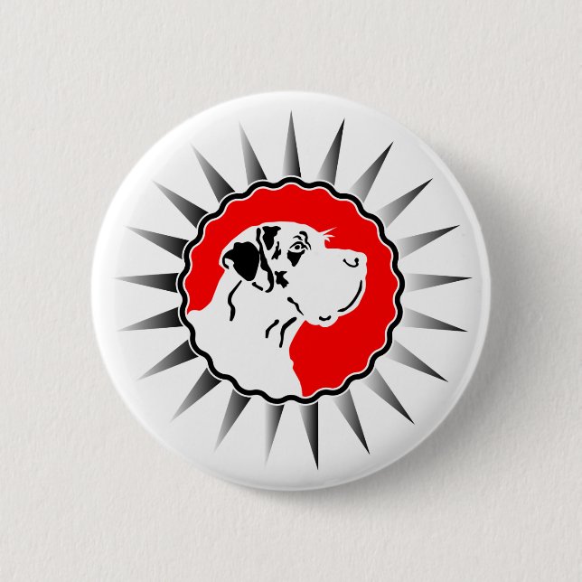 Harlekin Great Dane 6 Cm Round Badge (Front)