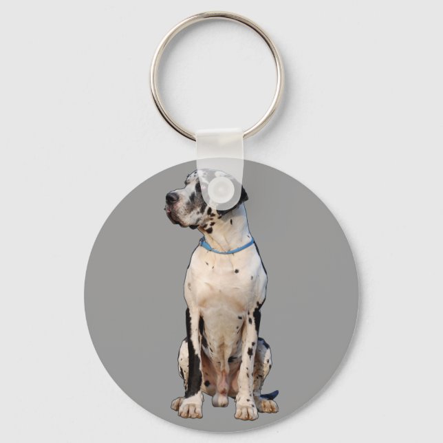 Harlekin Great Dane Key Ring (Front)