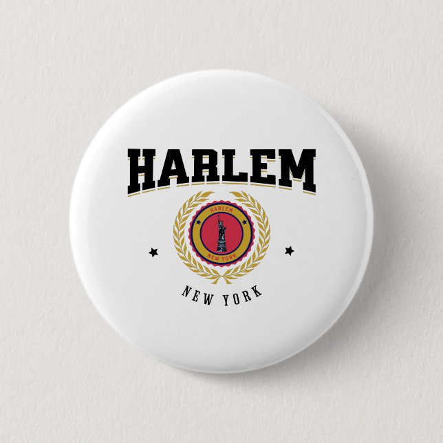 Harlem New York Black 6 Cm Round Badge (Front)