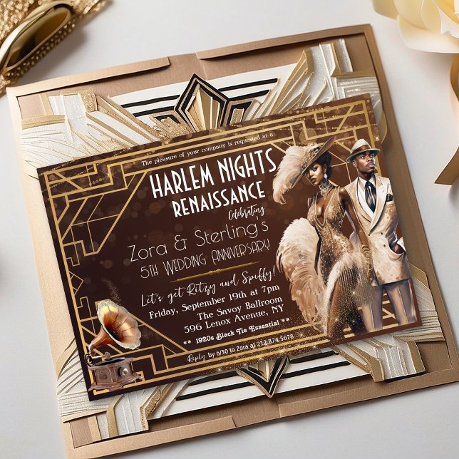 Harlem Nights Gatsby 1920s African American  Invitation (Creator Uploaded)