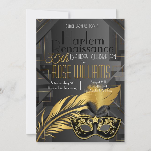 Harlem Renaissance Birthday Invitation (Front)