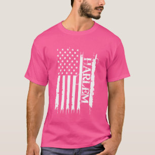 Harlem United States Distressed w US Flag T-Shirt