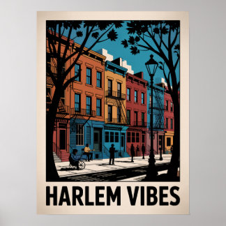 Harlem Vibes Colourful Brownstone Art Poster
