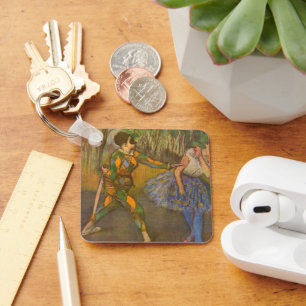 Harlequin and Columbine by Edgar Degas Vintage Art Key Ring