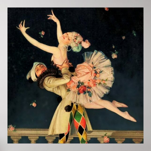 “Harlequin and Columbine” by FX Leyendecker Poster (Front)