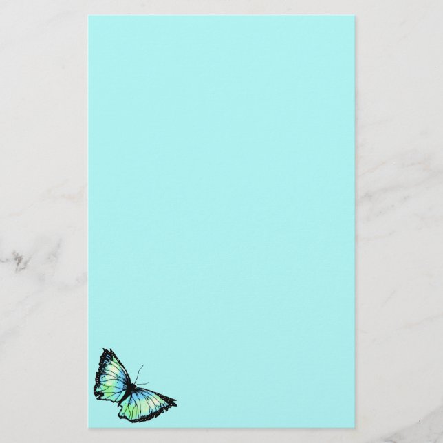 "Harlequin" (Aqua Butterfly) Stationery (Front)