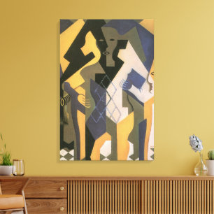Harlequin at a Table by Juan Gris, Vintage Cubism Canvas Print