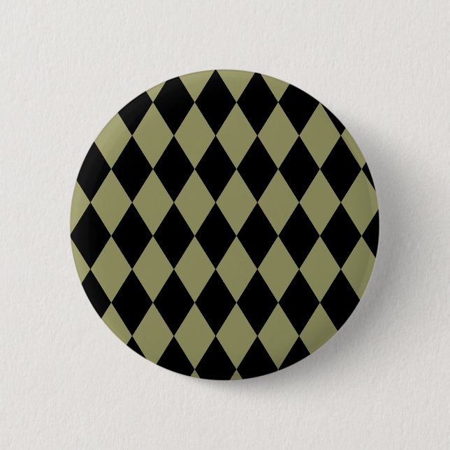 Harlequin Avocado and Black 6 Cm Round Badge (Front)