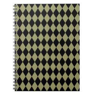 Harlequin Avocado and Black Spiral Notebook