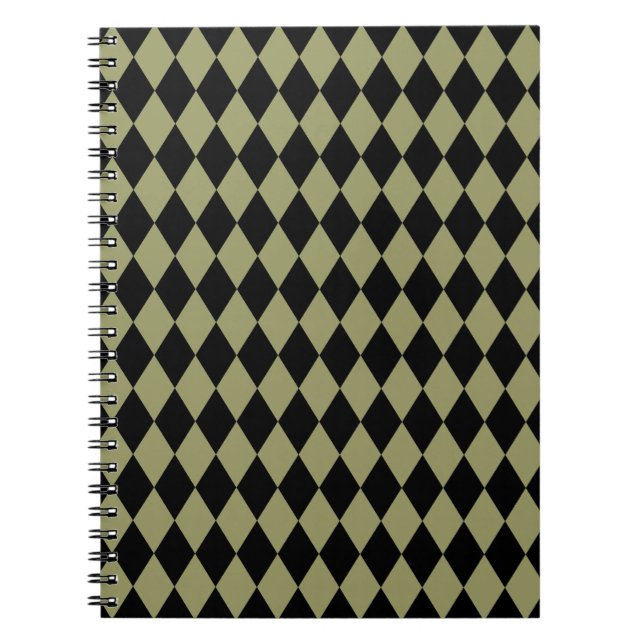Harlequin Avocado and Black Spiral Notebook (Front)