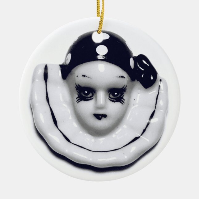 Harlequin Black and White Ceramic Tree Decoration (Front)