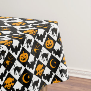Harlequin Black and White Diamond Pattern Tablecloth