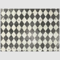 Harlequin Black n Cream Ephemera Wood Decoupage