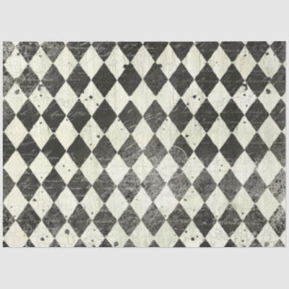 Harlequin Black n Cream Ephemera Wood Decoupage Tissue Paper