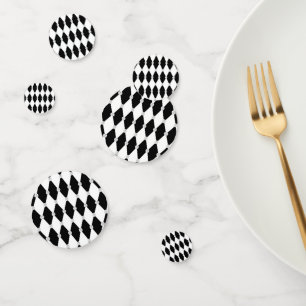 Harlequin Black White Rhombus Diamond Shape Confetti