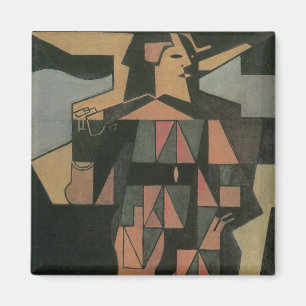 Harlequin by Juan Gris, Vintage Cubism Art Magnet