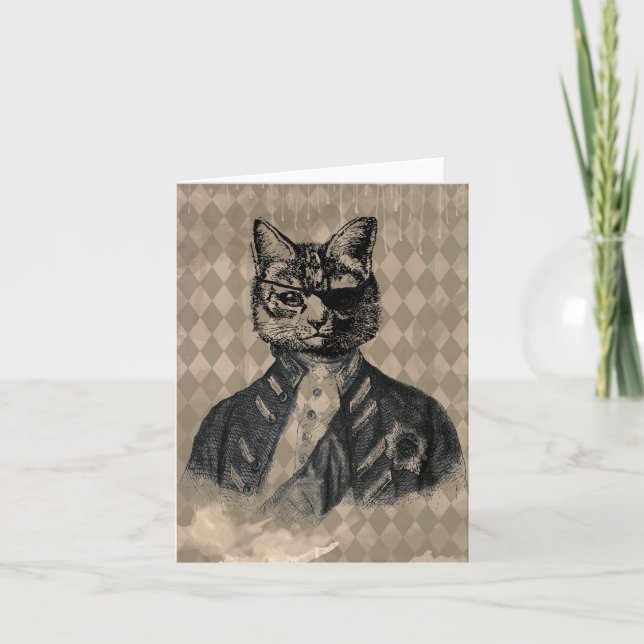 Harlequin Cat Grunge Card (Front)