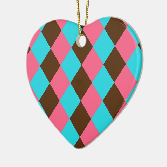 Harlequin, Chocolate Pastel Heart Ornament (Left)