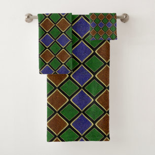 Harlequin Diamond Grid: Textured Harmony Bath Towel Set