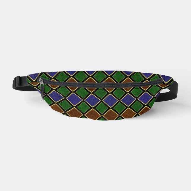 Harlequin Diamond Grid: Textured Harmony Bum Bags (Front)