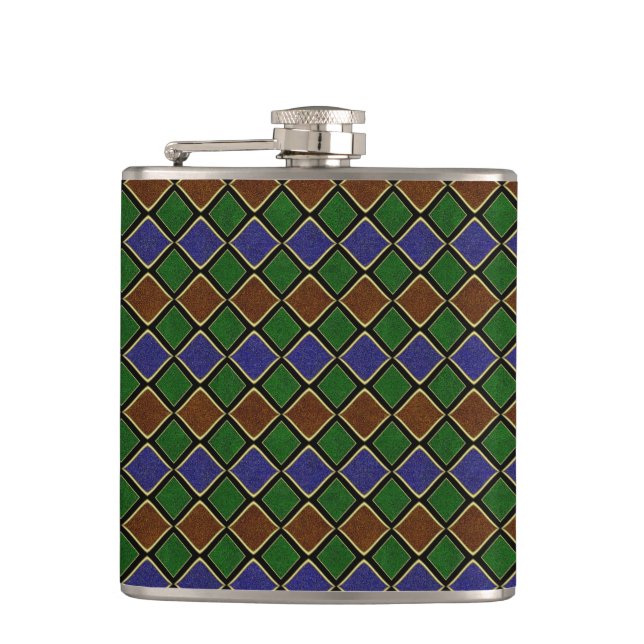 Harlequin Diamond Grid: Textured Harmony Hip Flask (Front)