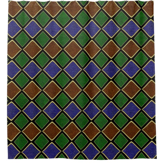 Harlequin Diamond Grid: Textured Harmony Shower Curtain (Front)