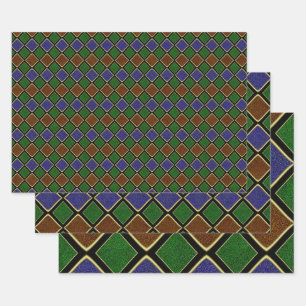Harlequin Diamond Grid: Textured Harmony Wrapping Paper Sheet