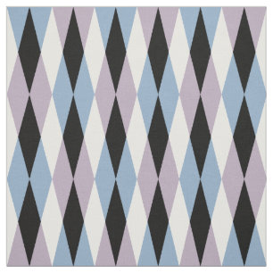 Harlequin Diamond Pattern - Blue and Dusty Lilac Fabric