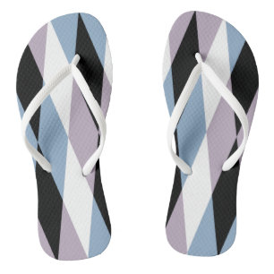 Harlequin Diamond Pattern - Blue and Dusty Lilac Jandals