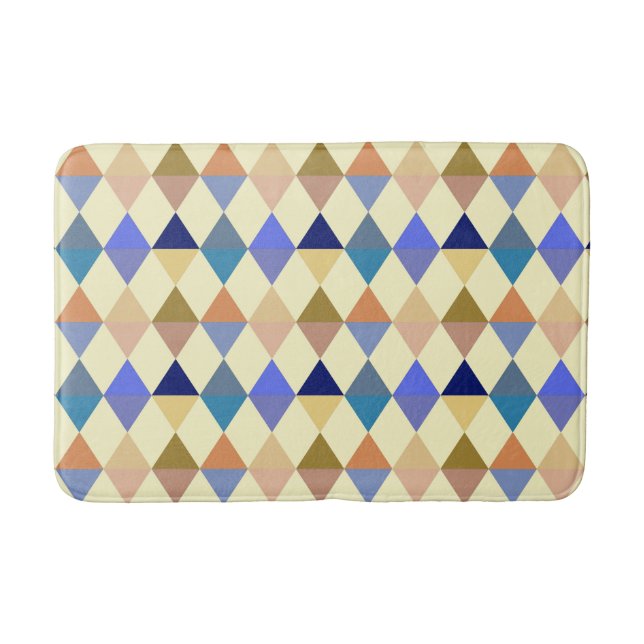 Harlequin / diamond pattern - Cream and Blue Bath Mat (Front)