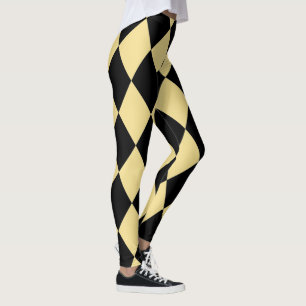 Harlequin ~ Diamond Pattern ~ Cream & Black~ Leggings