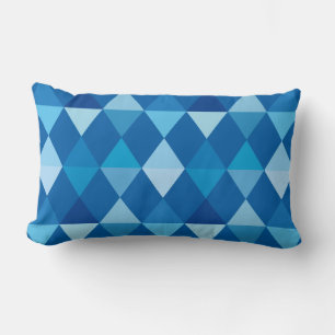 Harlequin / diamond pattern - Denim Blues Lumbar Cushion