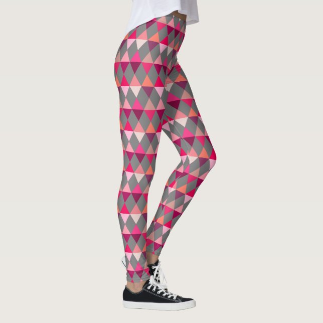 Harlequin / diamond pattern - Grey and Wine Leggings (Right)