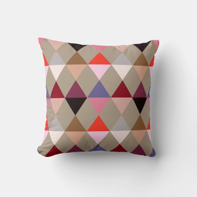 Harlequin / diamond pattern - Taupe multi Cushion (Front)