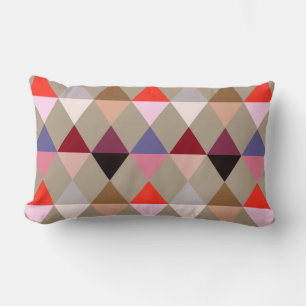 Harlequin / diamond pattern - Taupe multi Lumbar Cushion