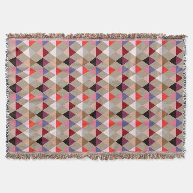 Harlequin / diamond pattern - Taupe multi Throw Blanket (Front)