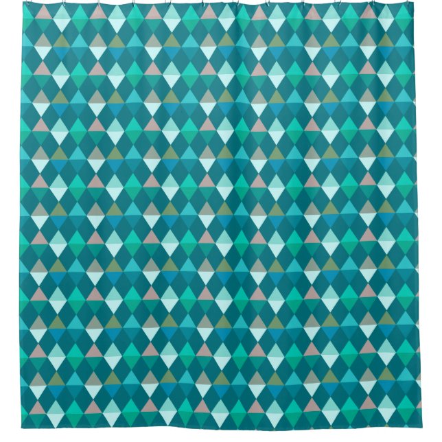Harlequin / diamond pattern - Teal and Aqua Shower Curtain (Front)