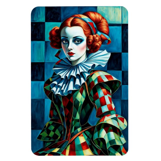 "Harlequin Elegance – Art Magnet" Magnet (Vertical)