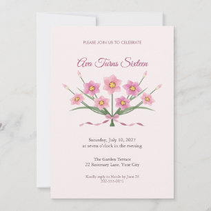 Harlequin Flower Posy Sweet 16 Invitation