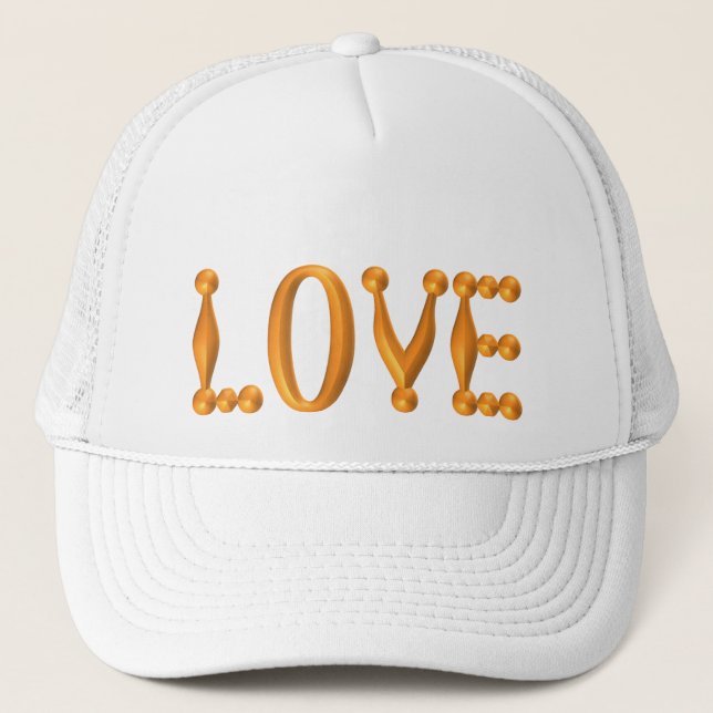Harlequin Gold LOVE Trucker Hat (Front)