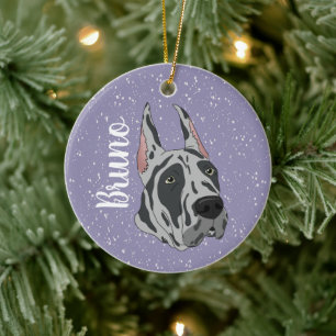 Harlequin Great Dane Christmas Ceramic Tree Decoration