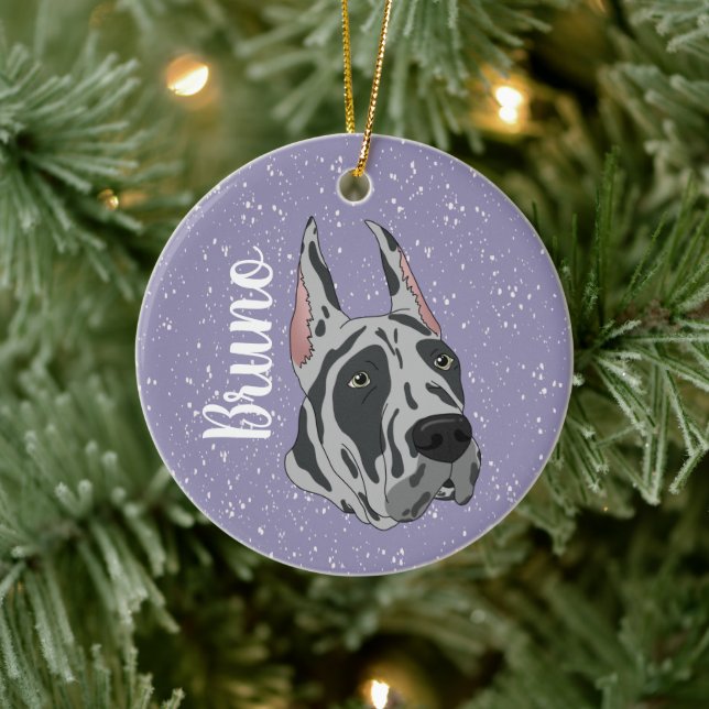 Harlequin Great Dane Christmas Ceramic Tree Decoration (Tree)