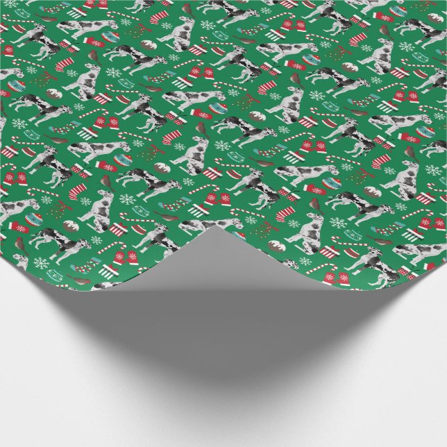 Harlequin Great Dane Christmas dog Wrapping Paper (Corner)