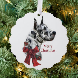 Harlequin Great Dane Christmas Gifts Tree Decoration Card