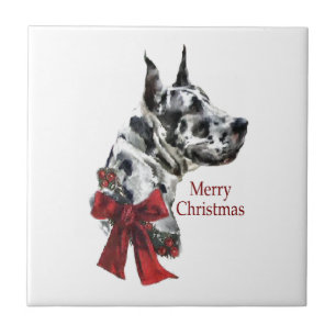 Harlequin Great Dane Christmas Tile