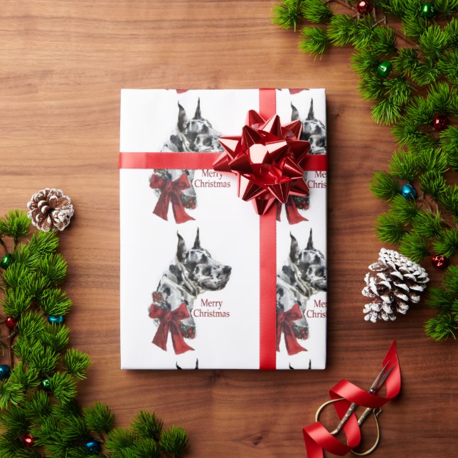 Harlequin Great Dane Christmas Wrapping Paper (Holiday Gift)
