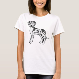 Harlequin Great Dane Cute Cartoon Dog T-Shirt