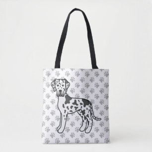Harlequin Great Dane Cute Cartoon Dog Tote Bag